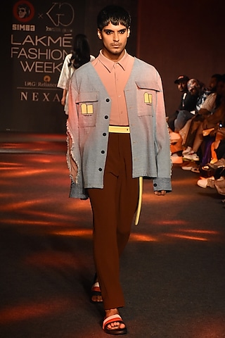 Brown Box Pleated Pants by Kanika Goyal Men