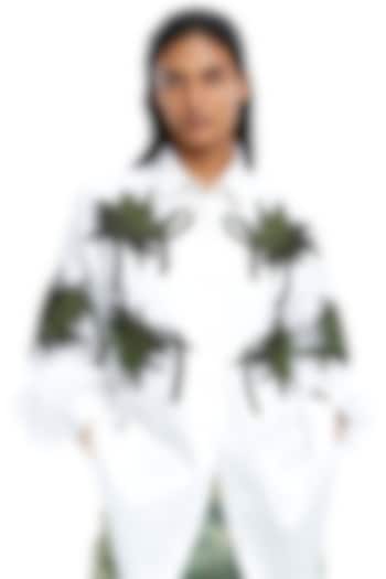 White Cotton Embellished Shirt by Kanika Goyal at Pernia's Pop Up Shop