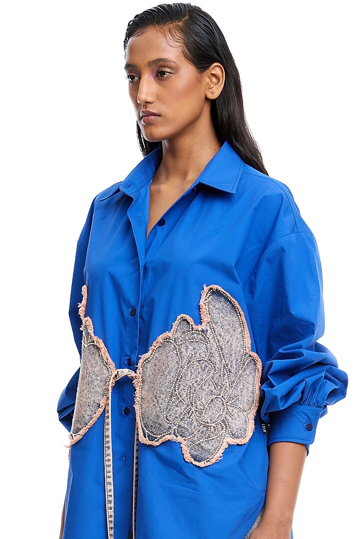 Blue Cotton Shirt by Kanika Goyal at Pernia's Pop Up Shop
