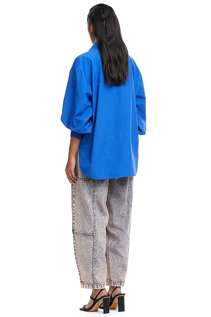 Blue Cotton Shirt by Kanika Goyal at Pernia's Pop Up Shop