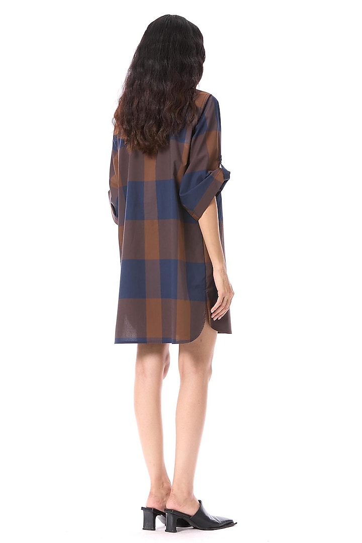 Multi-Colored Cotton Hand Embellished Checkered Mini Vacation Dress by Kanika Goyal at Pernia's Pop Up Shop