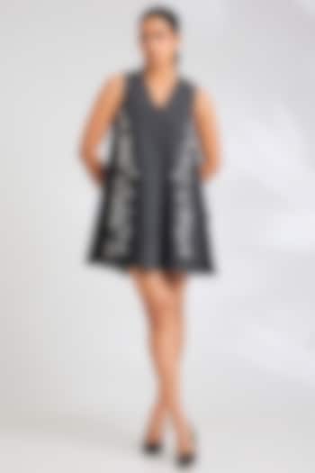 Grey Denim A-Line Mini Cocktail Dress by Kanika Goyal at Pernia's Pop Up Shop