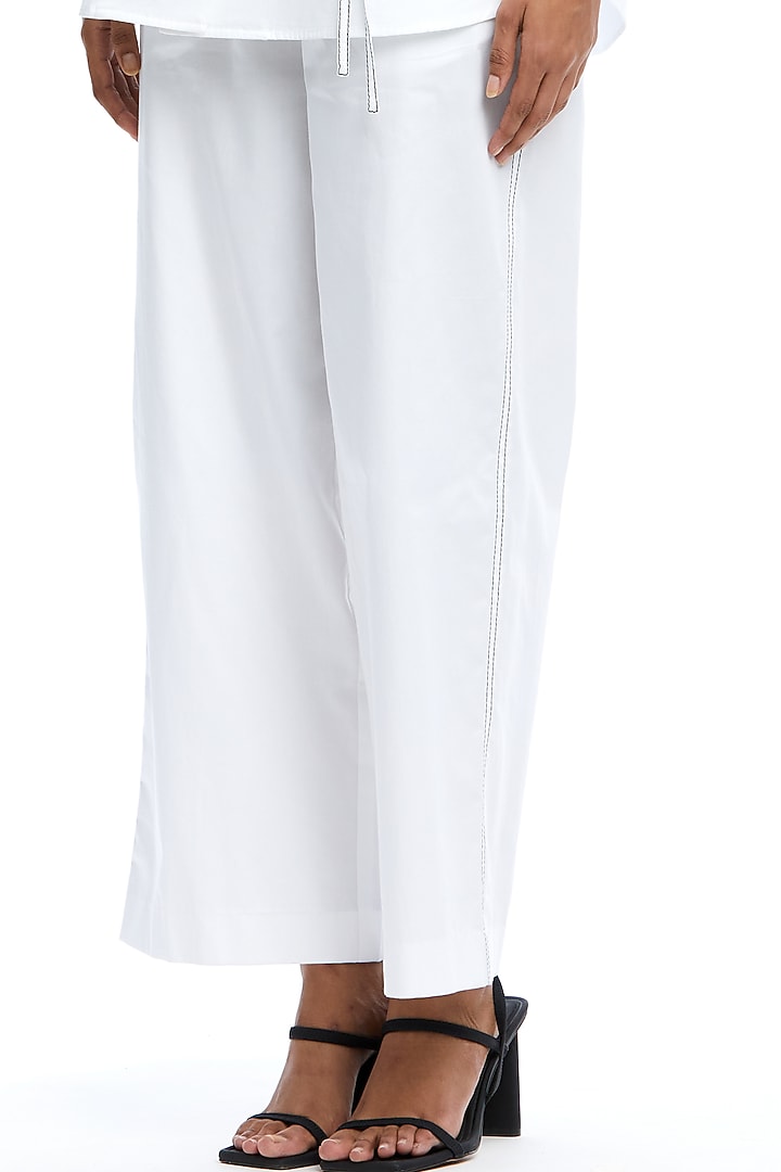 White Cotton Hand Embellished Co-Ord Set by Kanika Goyal at Pernia's Pop Up Shop