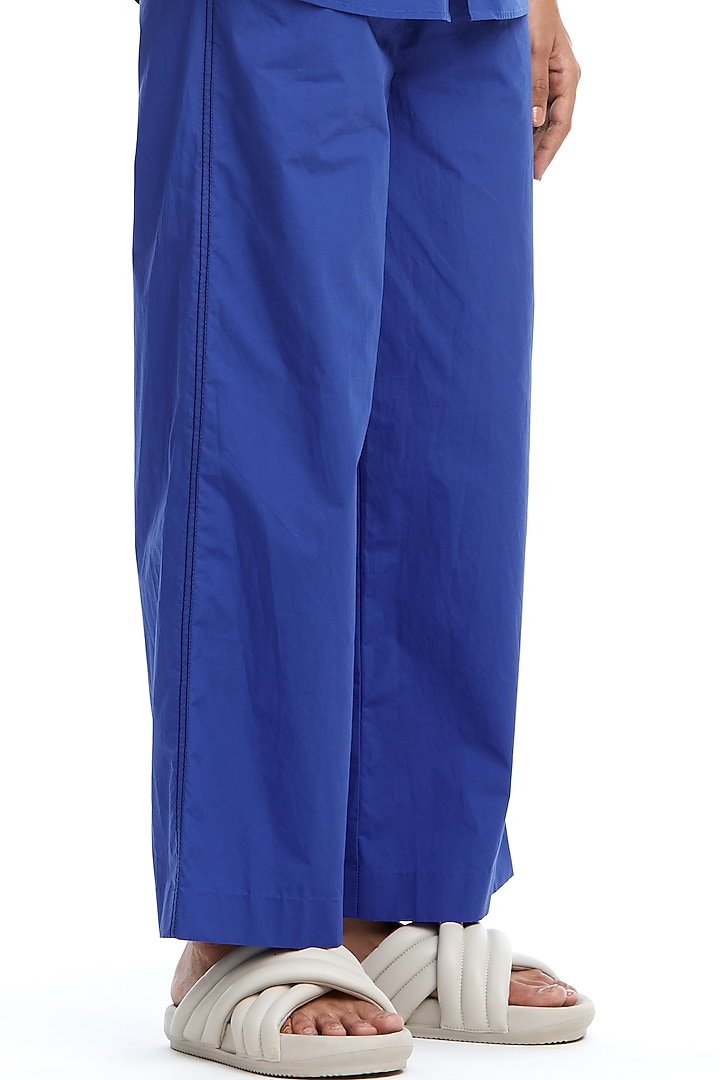 Blue Cotton Embellished Co-Ord Set by Kanika Goyal at Pernia's Pop Up Shop