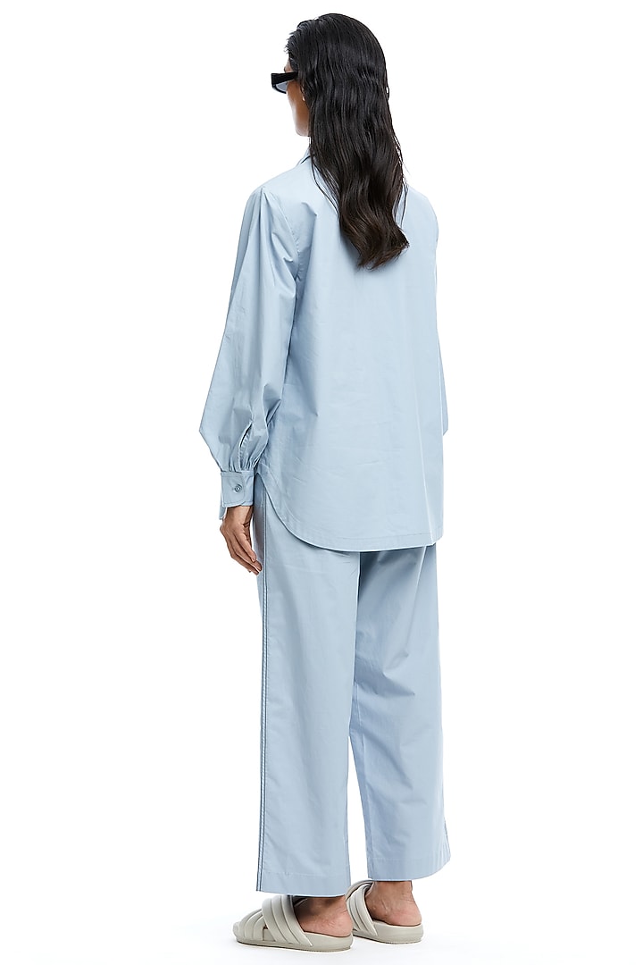 Blue Cotton Hand Embellished Co-Ord Set by Kanika Goyal at Pernia's Pop Up Shop