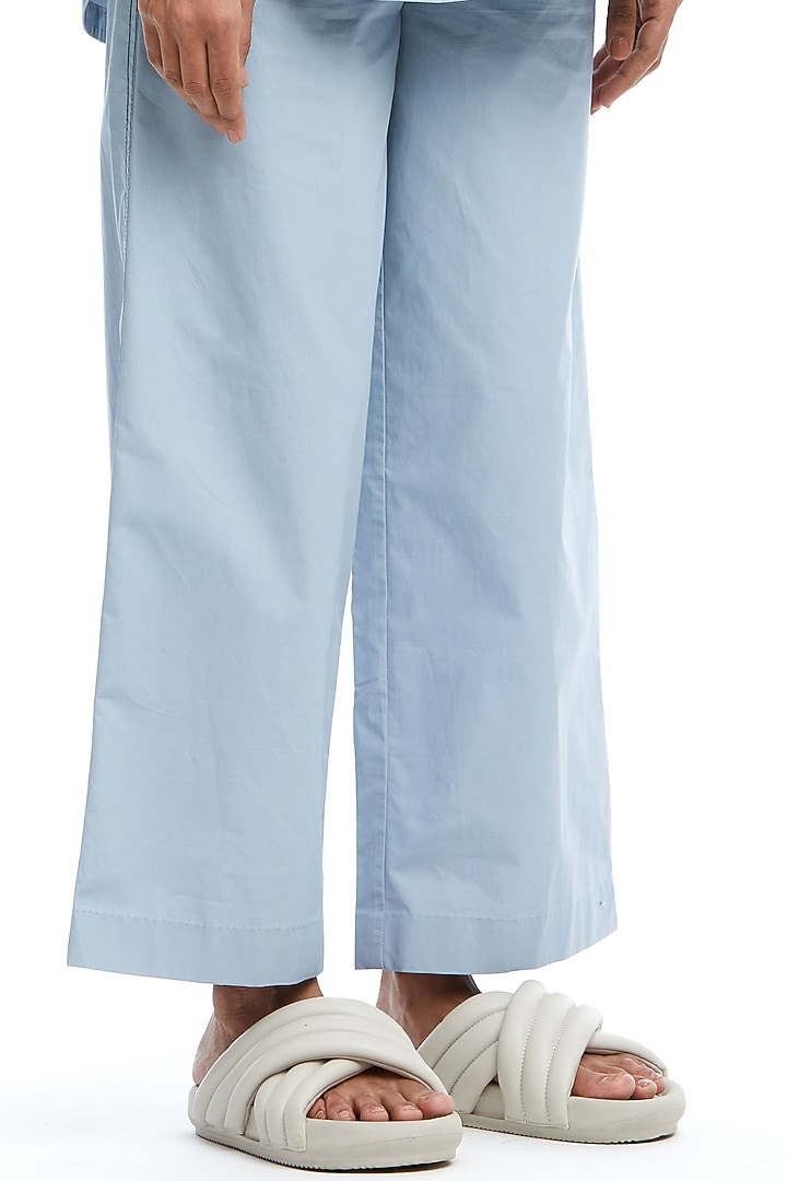 Blue Cotton Hand Embellished Co-Ord Set by Kanika Goyal at Pernia's Pop Up Shop