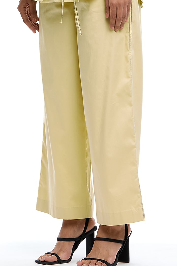 Yellow Cotton Hand Embellishment Co-Ord Set by Kanika Goyal at Pernia's Pop Up Shop
