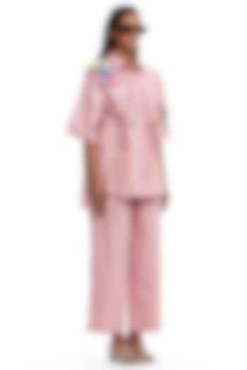 Pink Cotton Embroidered Co-Ord Set by Kanika Goyal at Pernia's Pop Up Shop