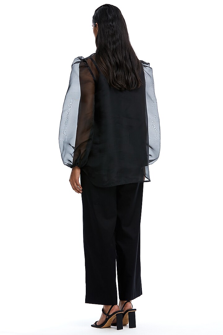 Black Organza Embellished Co-Ord Set by Kanika Goyal at Pernia's Pop Up Shop
