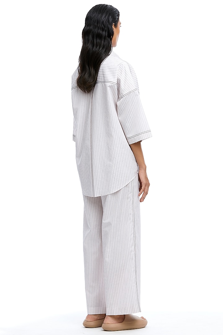 White Cotton Printed & Embellished Co-Ord Set by Kanika Goyal at Pernia's Pop Up Shop