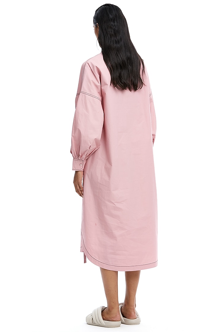 Pink Cotton Embellished Vacation Dress by Kanika Goyal at Pernia's Pop Up Shop