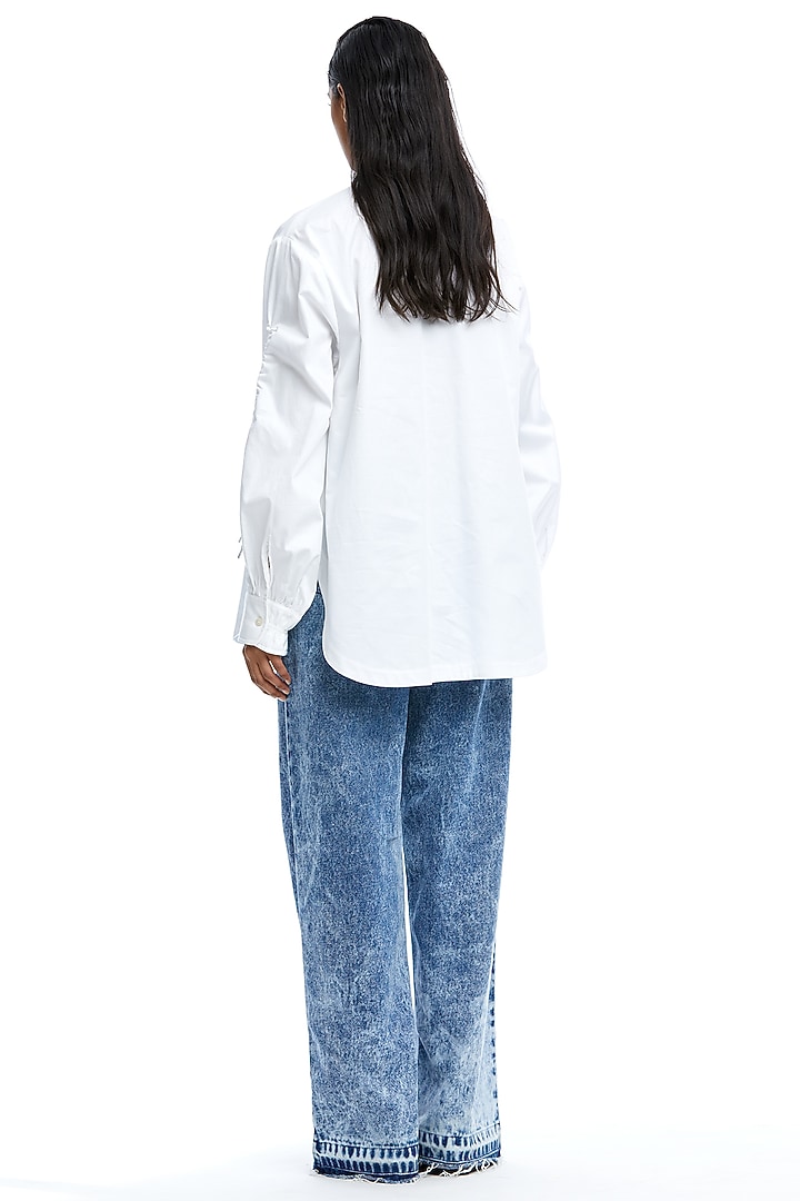 White Cotton Embellished Shirt by Kanika Goyal at Pernia's Pop Up Shop