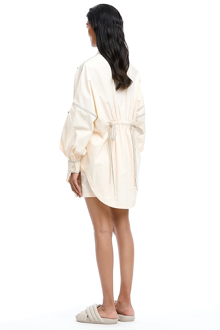 Off-White Cotton Embellished Shirt by Kanika Goyal at Pernia's Pop Up Shop