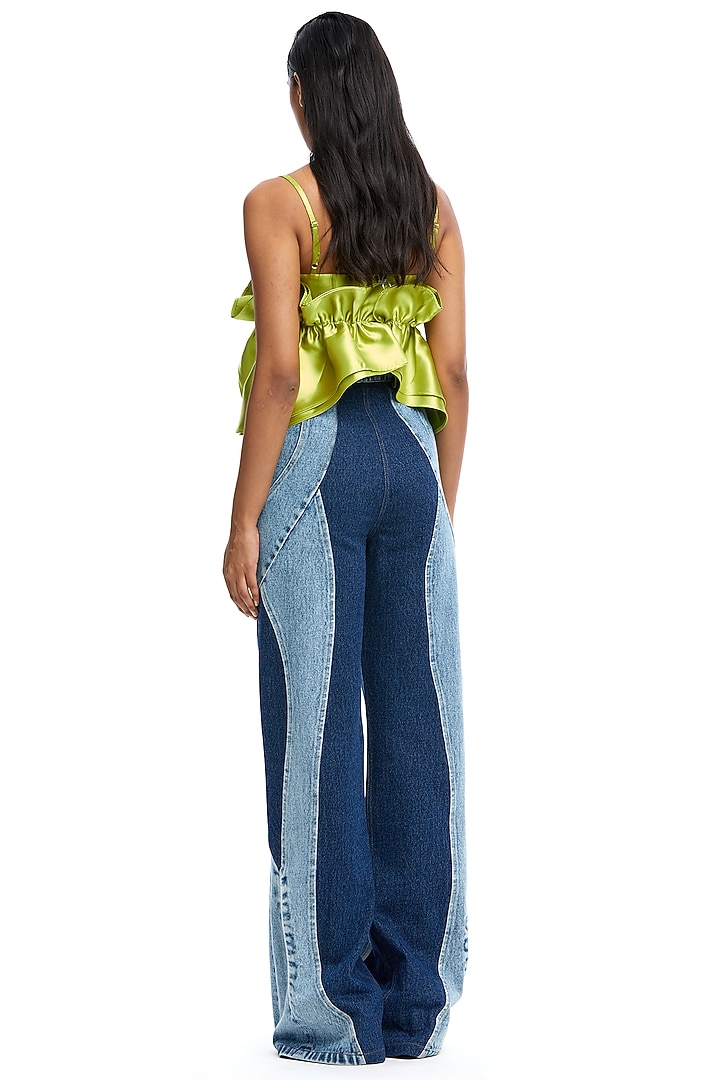 Lime Nylon Ruffled Bralette by Kanika Goyal at Pernia's Pop Up Shop
