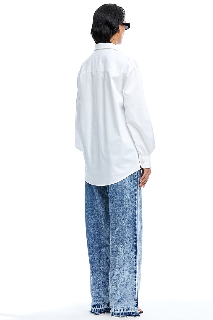 White Cotton Hand Embellished Shirt by Kanika Goyal at Pernia's Pop Up Shop