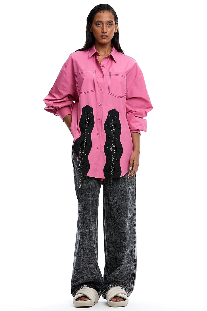 Pink Cotton Shirt by Kanika Goyal at Pernia's Pop Up Shop