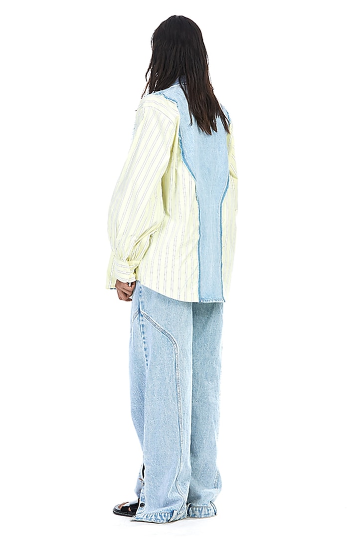 Blue Cotton & Denim Oversized Shirt by Kanika Goyal at Pernia's Pop Up Shop