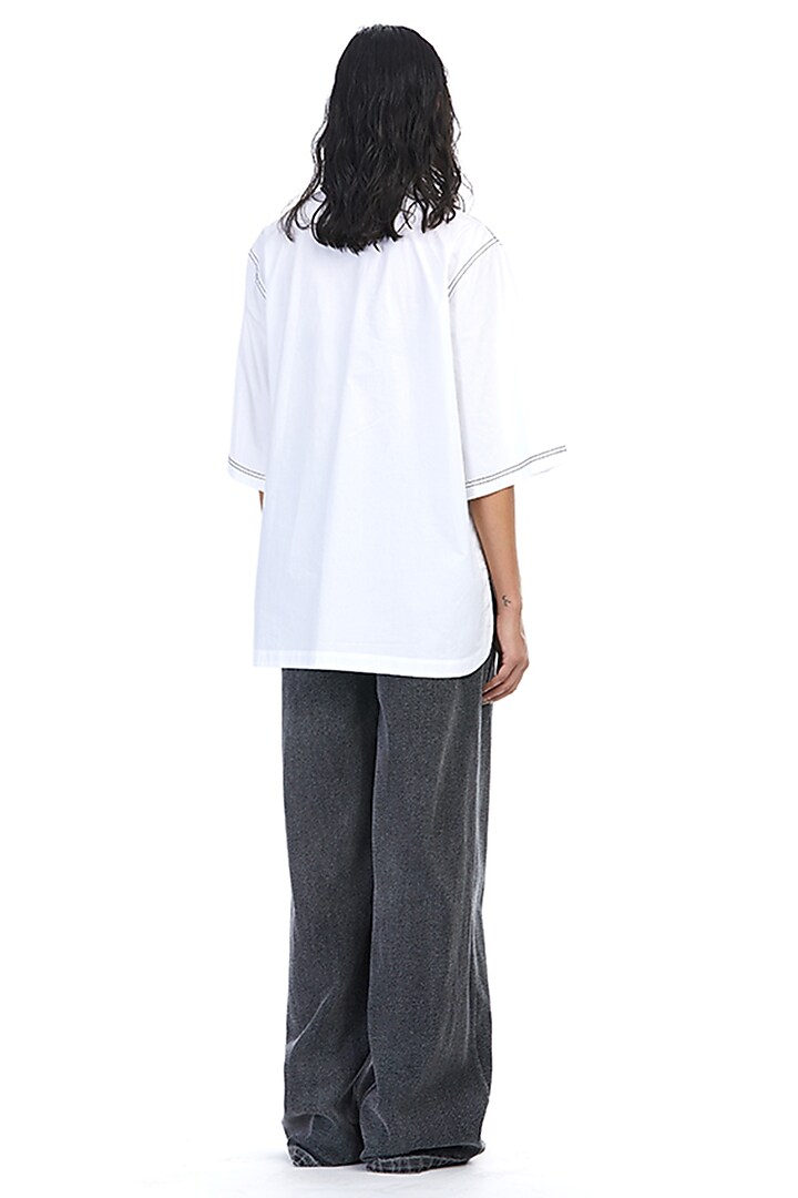 White Cotton Embellished Shirt by Kanika Goyal at Pernia's Pop Up Shop