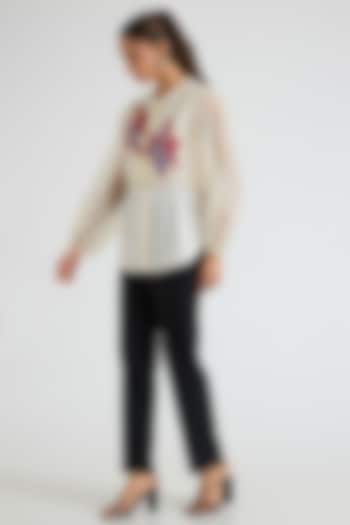 White Organza & Cotton Top by Kanika Goyal at Pernia's Pop Up Shop