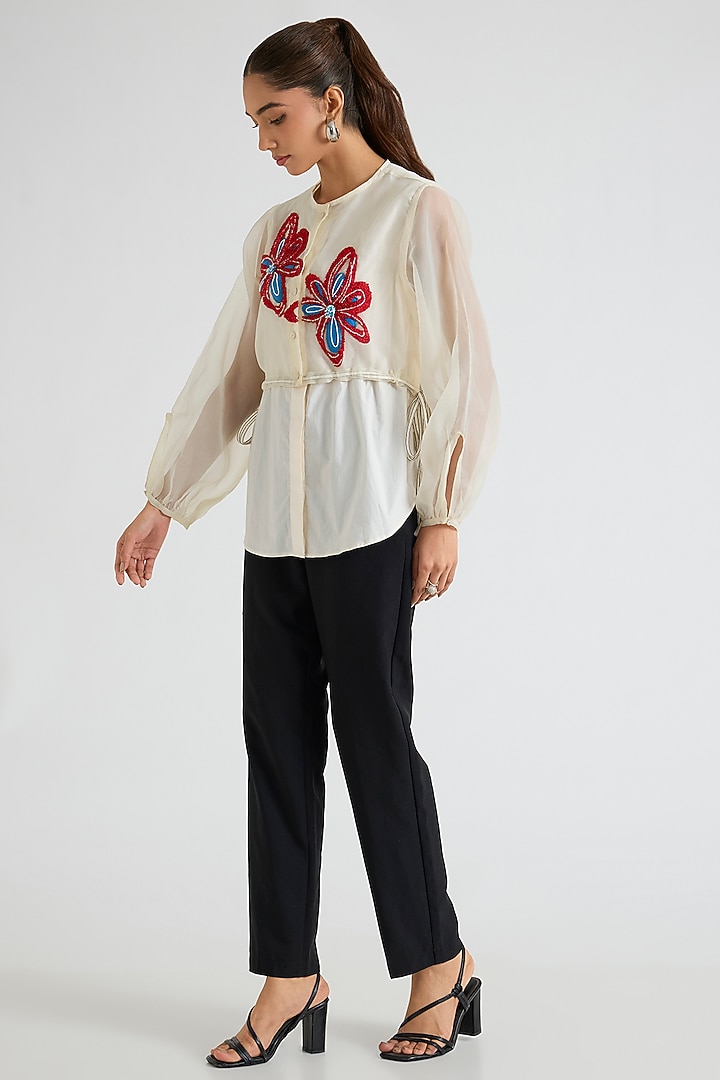 White Organza & Cotton Top by Kanika Goyal at Pernia's Pop Up Shop