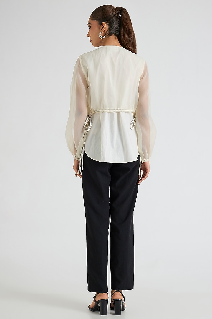 White Organza & Cotton Top by Kanika Goyal at Pernia's Pop Up Shop