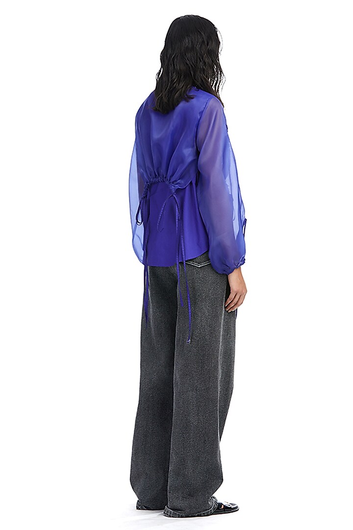 Violet Cotton Embellished Shirt by Kanika Goyal at Pernia's Pop Up Shop