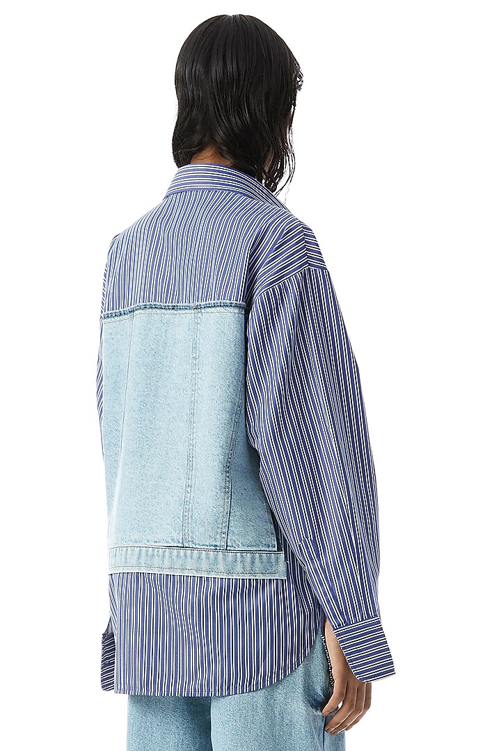 Blue Cotton Striped Shirt by Kanika Goyal at Pernia's Pop Up Shop