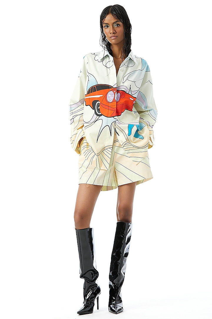 Multi-Colored Cotton Printed Shirt by Kanika Goyal at Pernia's Pop Up Shop