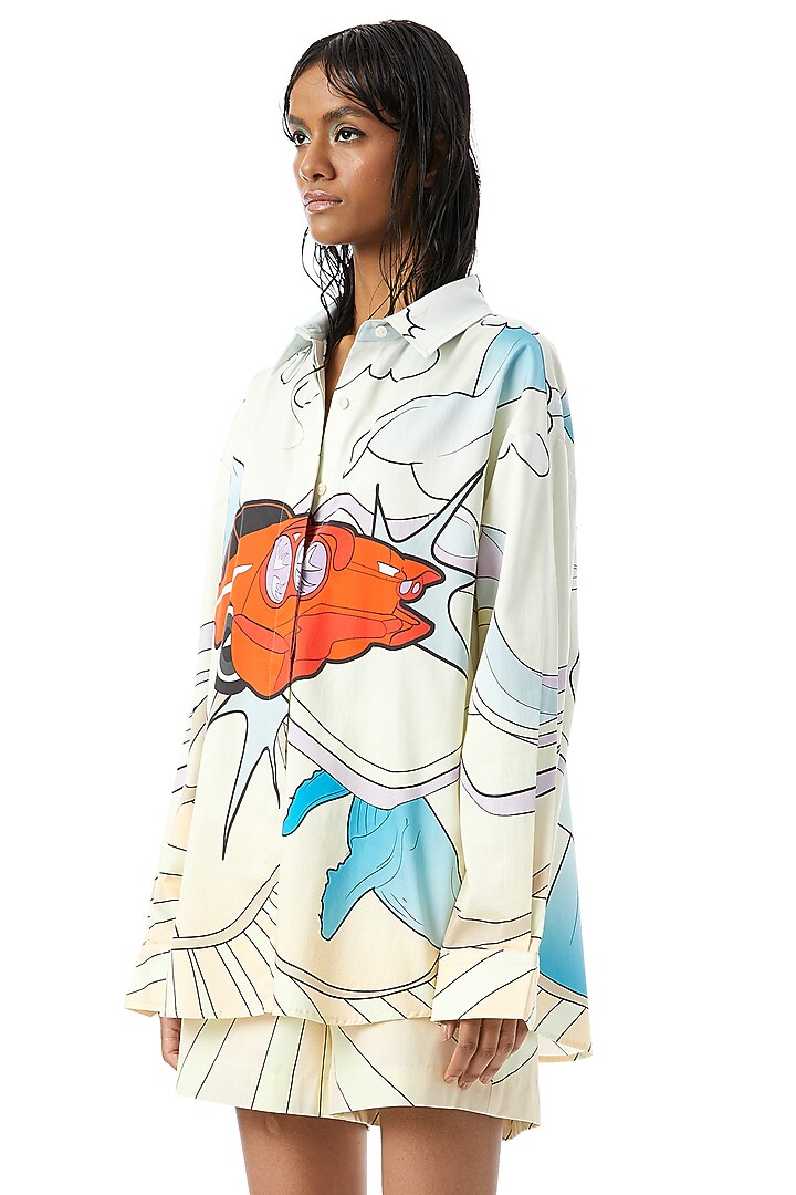 Multi-Colored Cotton Printed Shirt by Kanika Goyal at Pernia's Pop Up Shop