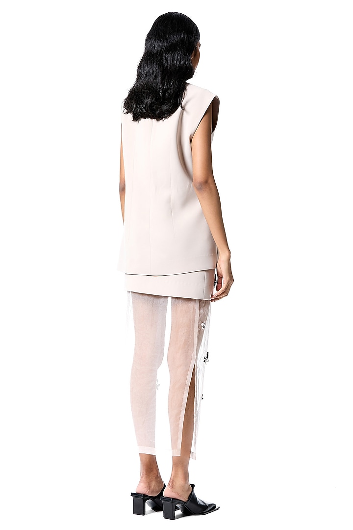 Light Beige Polyester Embellished Skirt by Kanika Goyal at Pernia's Pop Up Shop