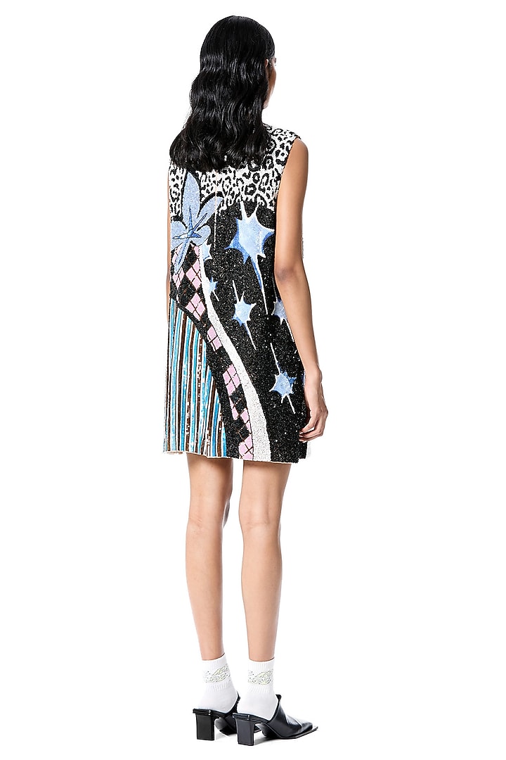 Multi-Colored Polyester Hand Embellished Mini Party Wear Dress by Kanika Goyal at Pernia's Pop Up Shop