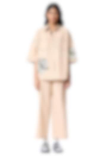 Beige Cotton Pant by Kanika Goyal at Pernia's Pop Up Shop