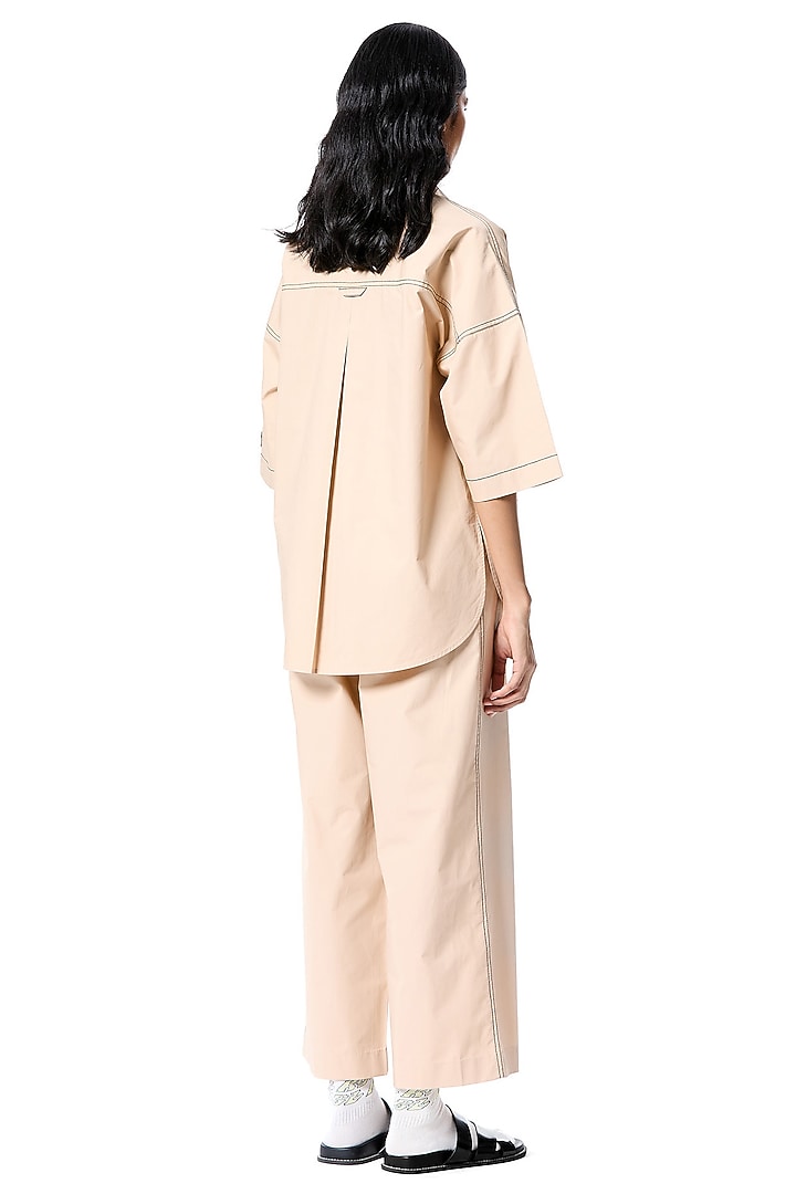Beige Cotton Pant by Kanika Goyal at Pernia's Pop Up Shop