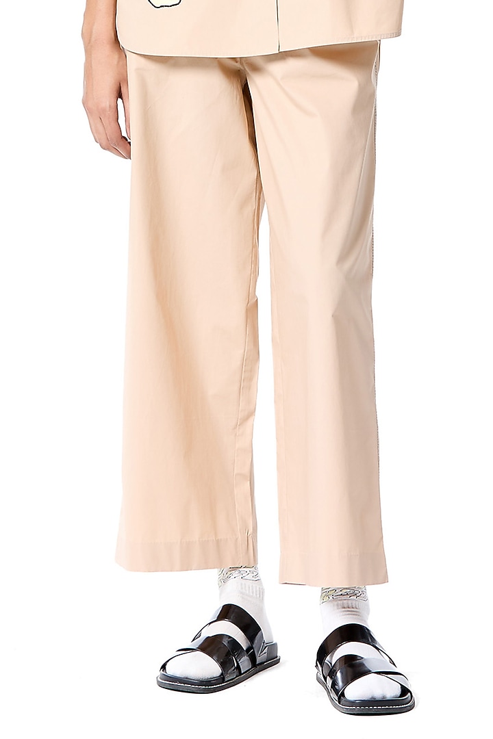 Beige Cotton Pant by Kanika Goyal at Pernia's Pop Up Shop