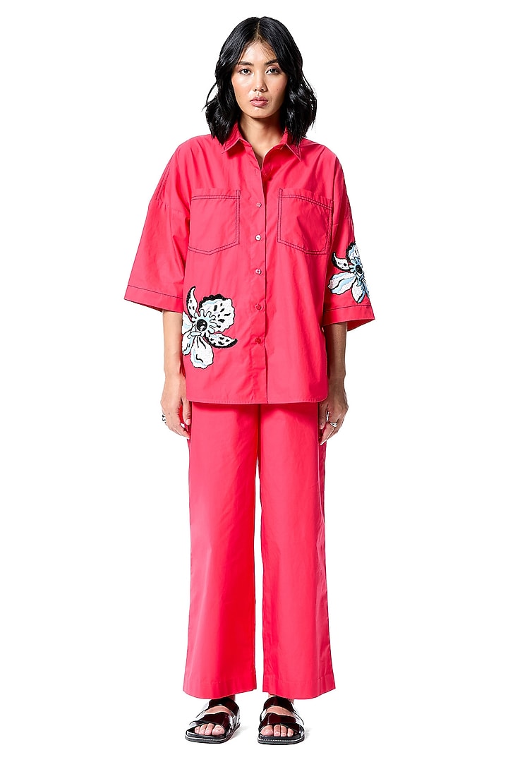 Red Cotton Pant by Kanika Goyal at Pernia's Pop Up Shop