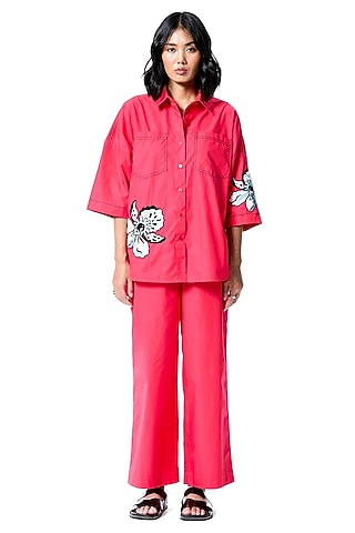 Red Cotton Pant by Kanika Goyal