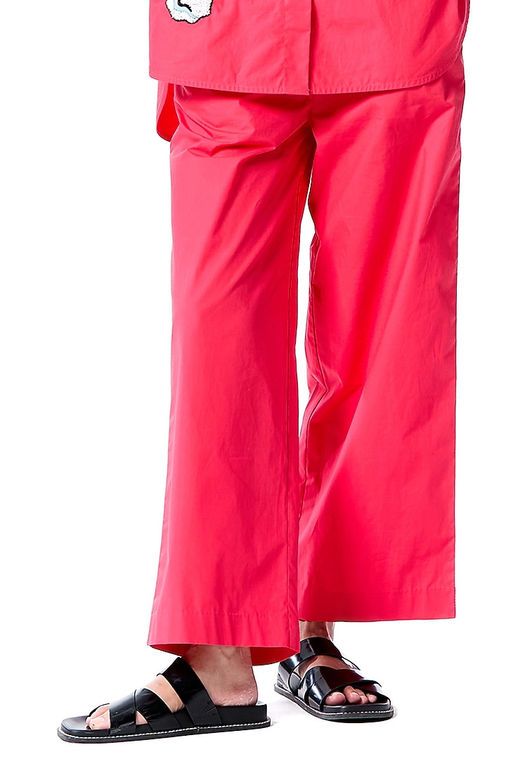 Red Cotton Pant by Kanika Goyal at Pernia's Pop Up Shop