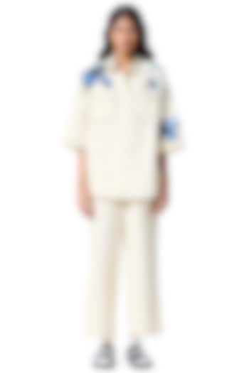 Beige Cotton Striped Pants by Kanika Goyal at Pernia's Pop Up Shop