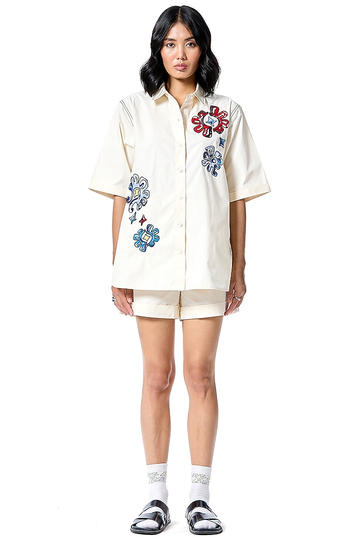 White Cotton Shorts by Kanika Goyal at Pernia's Pop Up Shop