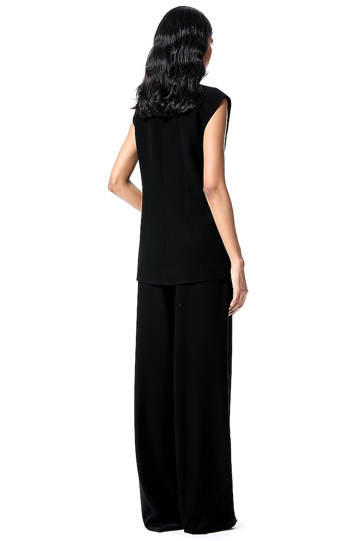 Black Polyester Embellished Blazer Vest by Kanika Goyal at Pernia's Pop Up Shop