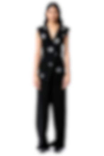 Black Polyester Pant by Kanika Goyal at Pernia's Pop Up Shop