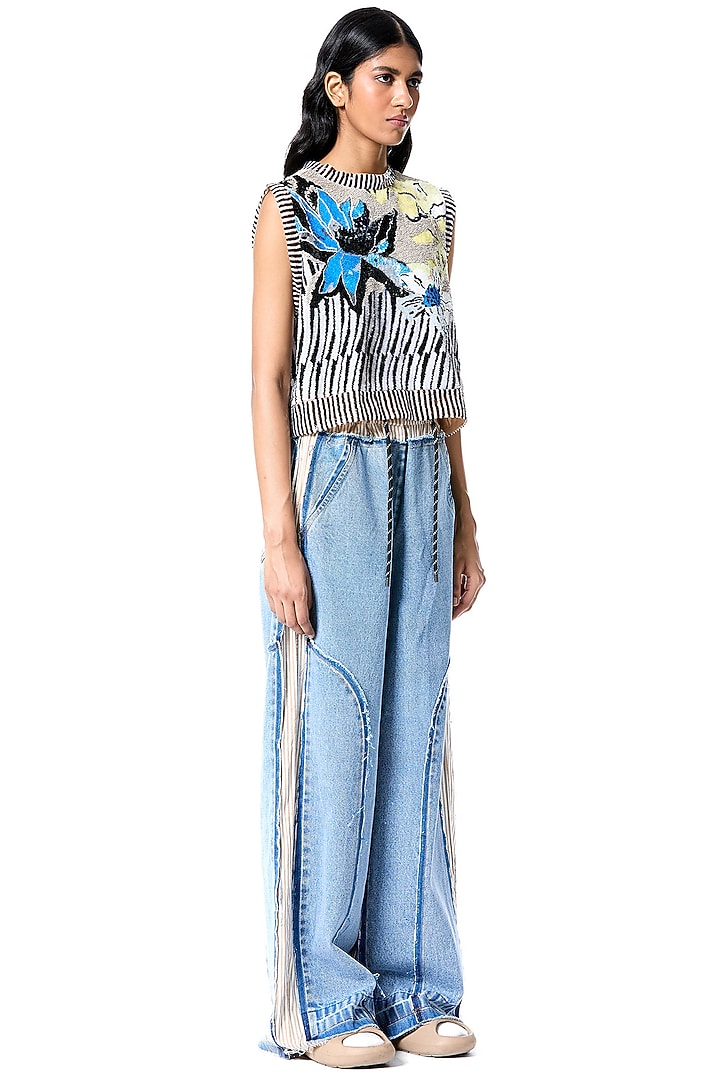 Multi-Colored Polyester Hand Embellished Top by Kanika Goyal at Pernia's Pop Up Shop