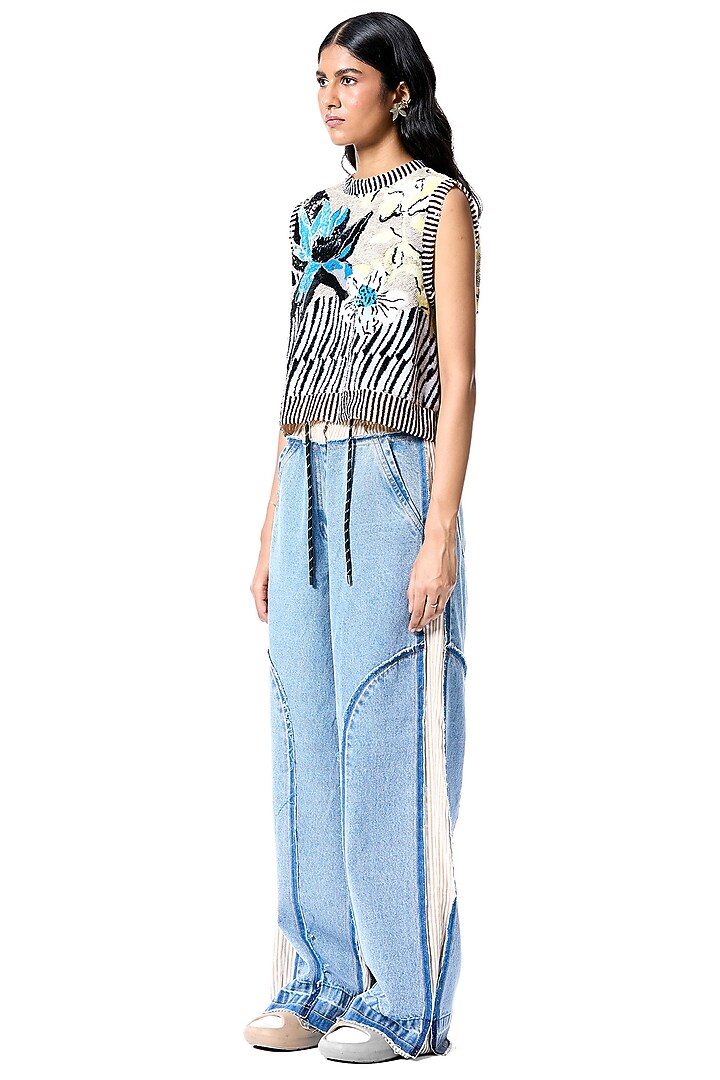 Multi-Colored Polyester Hand Embellished Top by Kanika Goyal at Pernia's Pop Up Shop