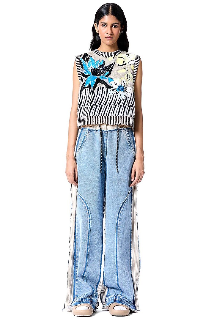 Multi-Colored Polyester Hand Embellished Top by Kanika Goyal at Pernia's Pop Up Shop