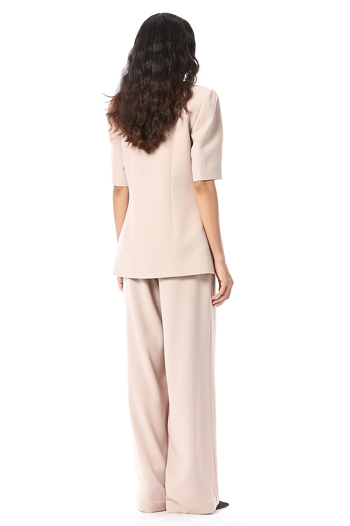 Beige Polyester Relaxed Fit Pants by Kanika Goyal at Pernia's Pop Up Shop