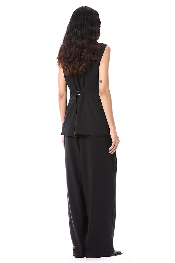 Black Polyester Pants by Kanika Goyal at Pernia's Pop Up Shop