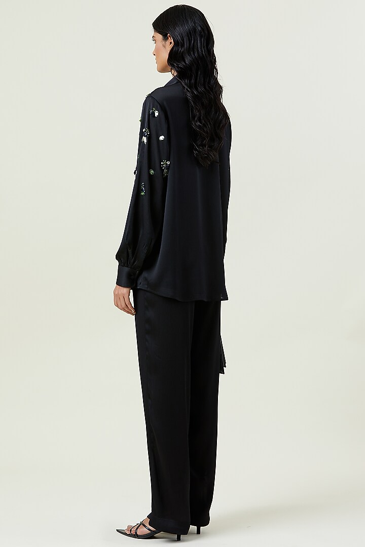 Black Polyester Hand Embellished Co-Ord Set by Kanika Goyal at Pernia's Pop Up Shop