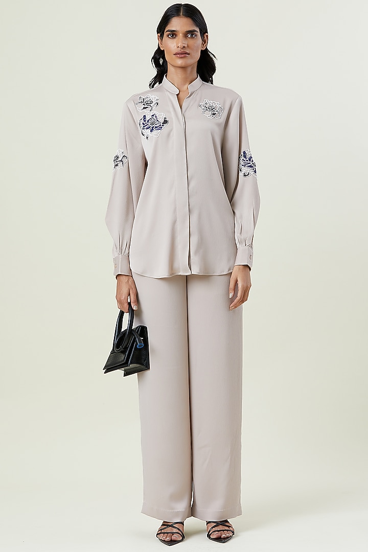 Beige Polyester Hand Embellished Co-Ord Set by Kanika Goyal at Pernia's Pop Up Shop