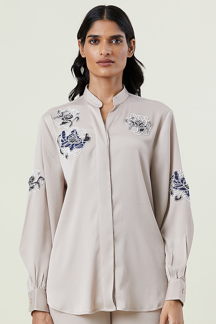 Beige Polyester Hand Embellished Co-Ord Set by Kanika Goyal at Pernia's Pop Up Shop