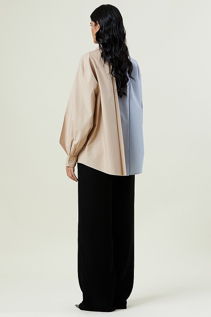Beige Cotton Hand Embellished Shirt by Kanika Goyal at Pernia's Pop Up Shop